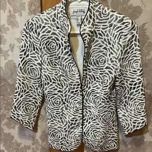 Joseph Ribkoff Black and White Blazer with Bold Pattern